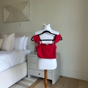 Free People Red Ruffled Bustier Camisole